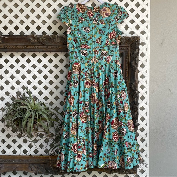 Hell bunny 50’s style sugar skull swing dress - Picture 2 of 6